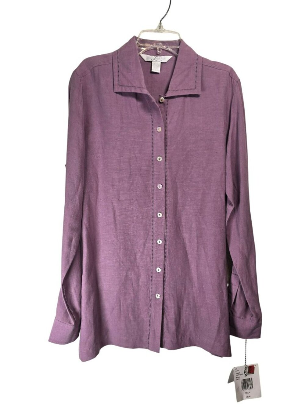 NWT Vintage Laura Leigh Ltd. Cottagecore Silk Linen Purple Tunic Womens Size 4